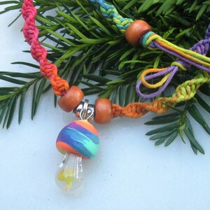 Shroom, Mushroom Necklace, Rainbow Necklace, Rainbow Shroom, Hemp Necklace, Hippie, Boho image 1