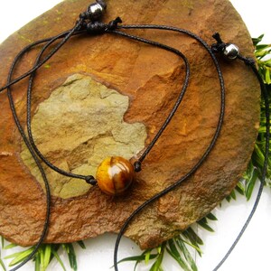 Tigers Eye, AAA Quality Gemstone, Minimalist, Choker Necklace, Waterproof, Adjustable Cord Necklace, Harmony & Balance, Gift for Friend