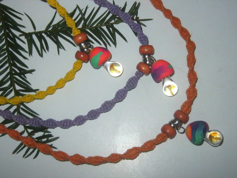 Shroom, Mushroom Necklace, Rainbow Necklace, Rainbow Shroom, Hemp Necklace, Hippie, Boho image 2