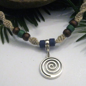 Hemp Necklace, Circle of Life, Infinity Spiral Pendant, Unisex Hemp Jewelry Neutral