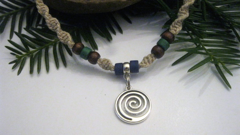 Hemp Necklace, Circle of Life, Infinity Spiral Pendant, Unisex Hemp Jewelry Neutral