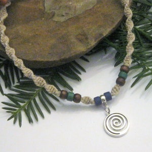 Hemp Necklace, Circle of Life, Infinity Spiral Pendant, Unisex Hemp Jewelry image 5