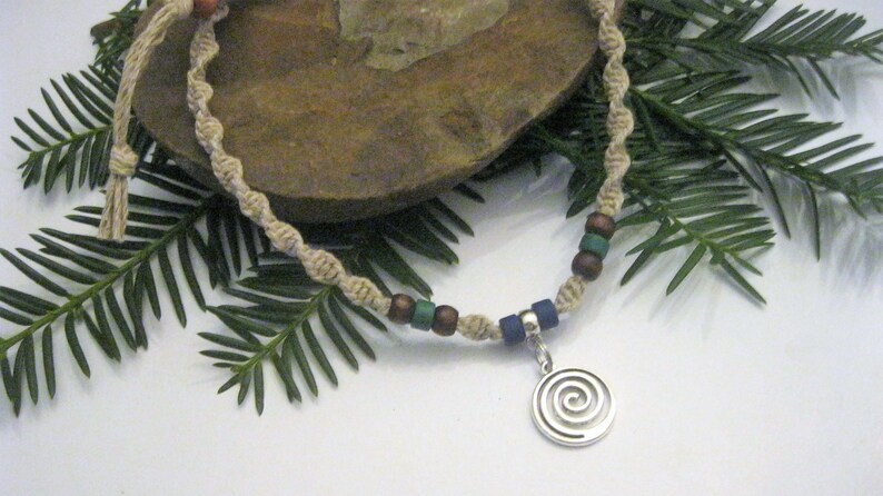 Hemp Necklace, Circle of Life, Infinity Spiral Pendant, Unisex Hemp Jewelry image 5