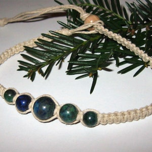 Chrysocolla Hemp Necklace, Energizing Stone