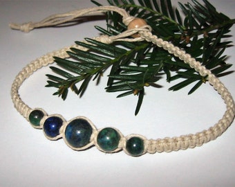 Chrysocolla Hemp Necklace, Energizing Stone