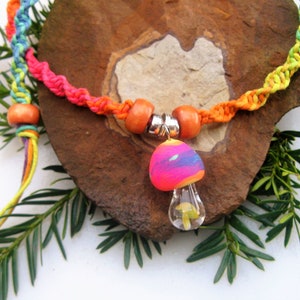Shroom, Mushroom Necklace, Rainbow Necklace, Rainbow Shroom, Hemp Necklace, Hippie, Boho image 5