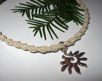 Hemp Necklace, Sun, Minimalist, Many Colors Available