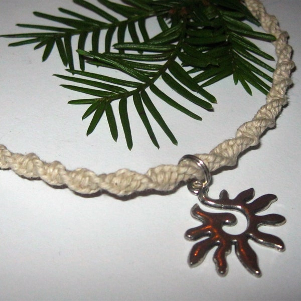 Hemp Necklace, Sun, Minimalist, Many Colors Available