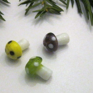 Tiny Glass Mushroom Necklace, Adjustable Black Cord Necklace, Boho, Hippie Jewelry image 2