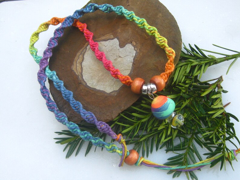 Shroom, Mushroom Necklace, Rainbow Necklace, Rainbow Shroom, Hemp Necklace, Hippie, Boho image 3