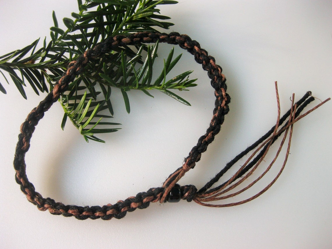 Hemp Necklace Mens Hemp Necklace Hippie Boho Black and Etsy
