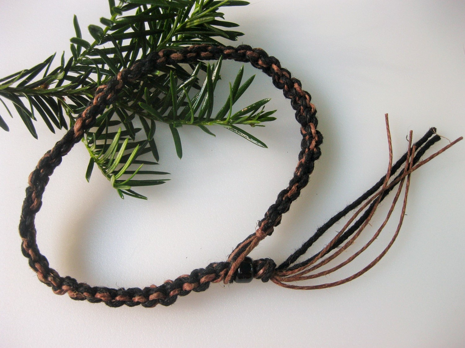 Hemp Necklace Mens Hemp Necklace Hippie Boho Black and Etsy