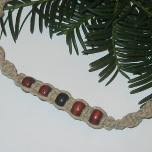 Hemp Necklace, Wooden Beaded Hemp Jewelry, Gift for Him image 2