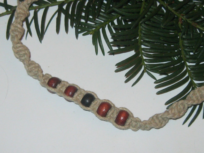 Hemp Necklace, Wooden Beaded Hemp Jewelry, Gift for Him image 2