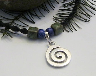 Hemp Necklace, Circle of Life, Infinity Swirl, Beaded Hemp Necklace, Hippie, Boho