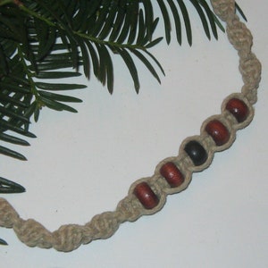 Hemp Necklace, Wooden Beaded Hemp Jewelry, Gift for Him image 1