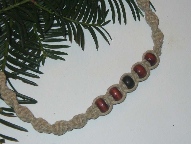 Hemp Necklace, Wooden Beaded Hemp Jewelry, Gift for Him image 1