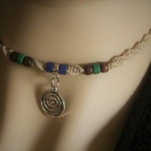 Hemp Necklace, Circle of Life, Infinity Spiral Pendant, Unisex Hemp Jewelry image 2