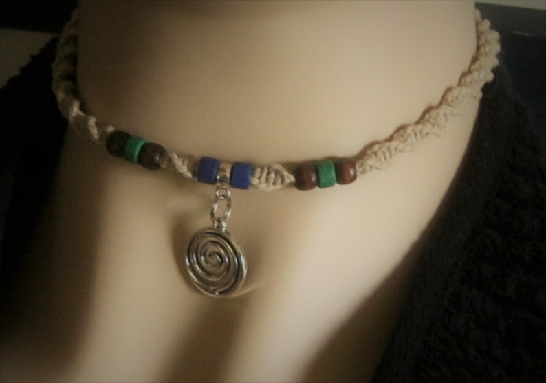 Hemp Necklace, Circle of Life, Infinity Spiral Pendant, Unisex Hemp Jewelry image 2