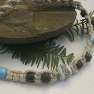 Hemp Choker Necklace, Beaded Hemp Necklace, Hemp Jewelry image 3