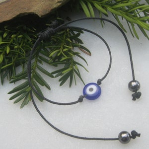 Evil Eye Protection Necklace, Adjustable Black Cord Necklace image 2