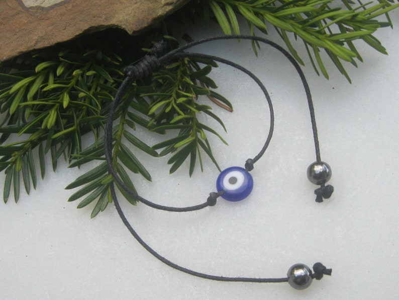 Evil Eye Protection Necklace, Adjustable Black Cord Necklace image 2