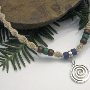 Hemp Necklace, Circle of Life, Infinity Spiral Pendant, Unisex Hemp Jewelry image 7