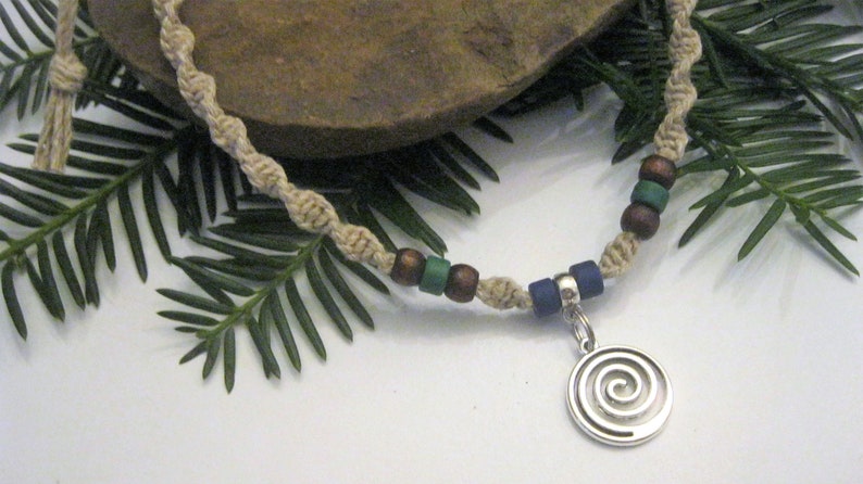 Hemp Necklace, Circle of Life, Infinity Spiral Pendant, Unisex Hemp Jewelry image 7