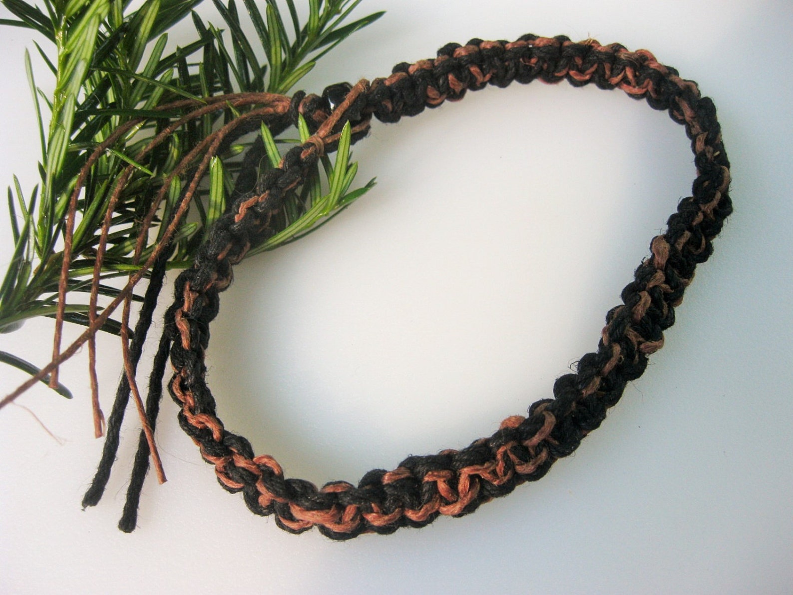 Hemp Necklace Mens Hemp Necklace Hippie Boho Black and Etsy