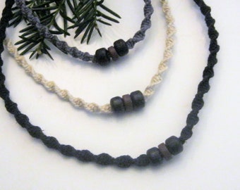 Hemp Necklace, Minimalist, Everyday Necklace, Colors Available