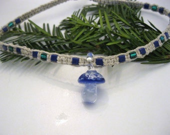 Glow-In-The-Dark Mushroom Necklace: Hemp Boho Jewelry