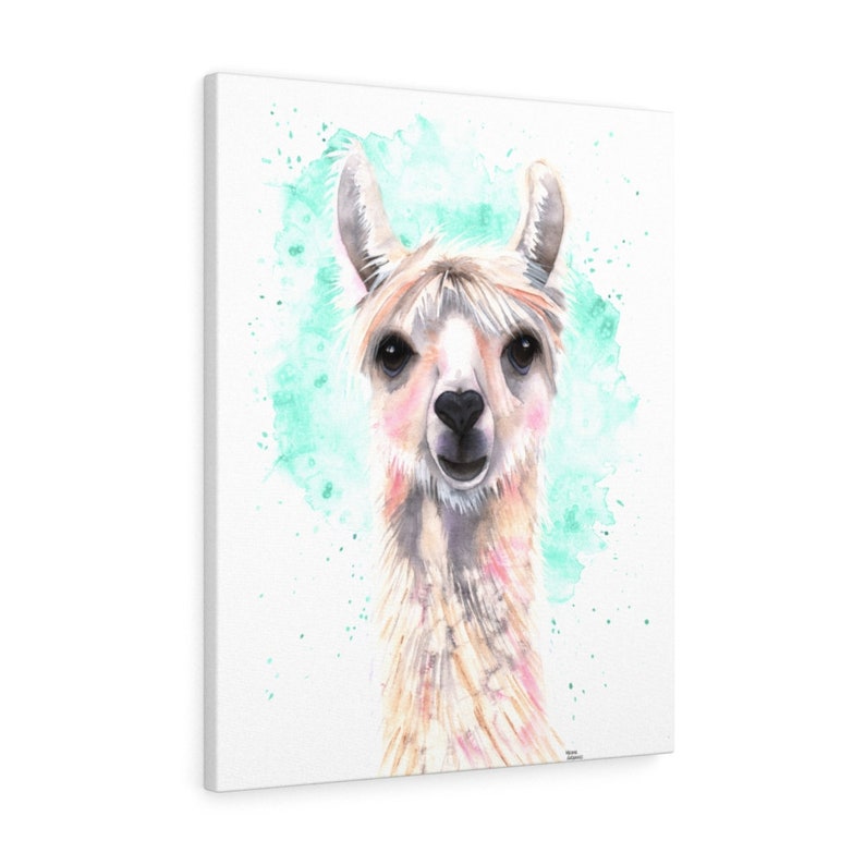 Llama Canvas Wall Art Watercolor Painting Cute Llama Print | Etsy