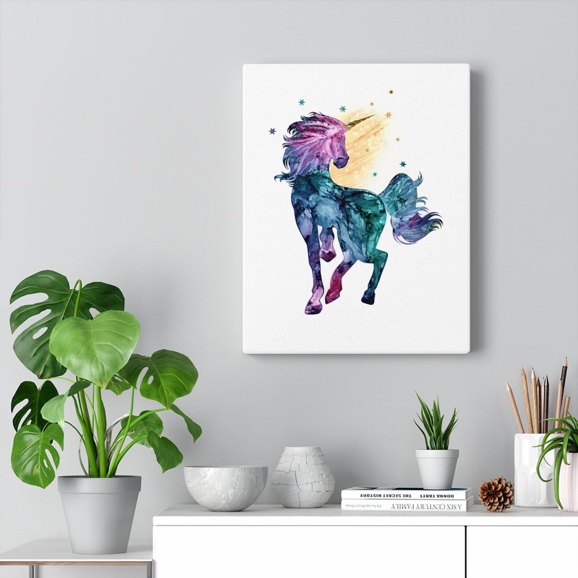 Unicorn Canvas Wall Art Abstract Alcohol Ink Unicorn Dancing Etsy