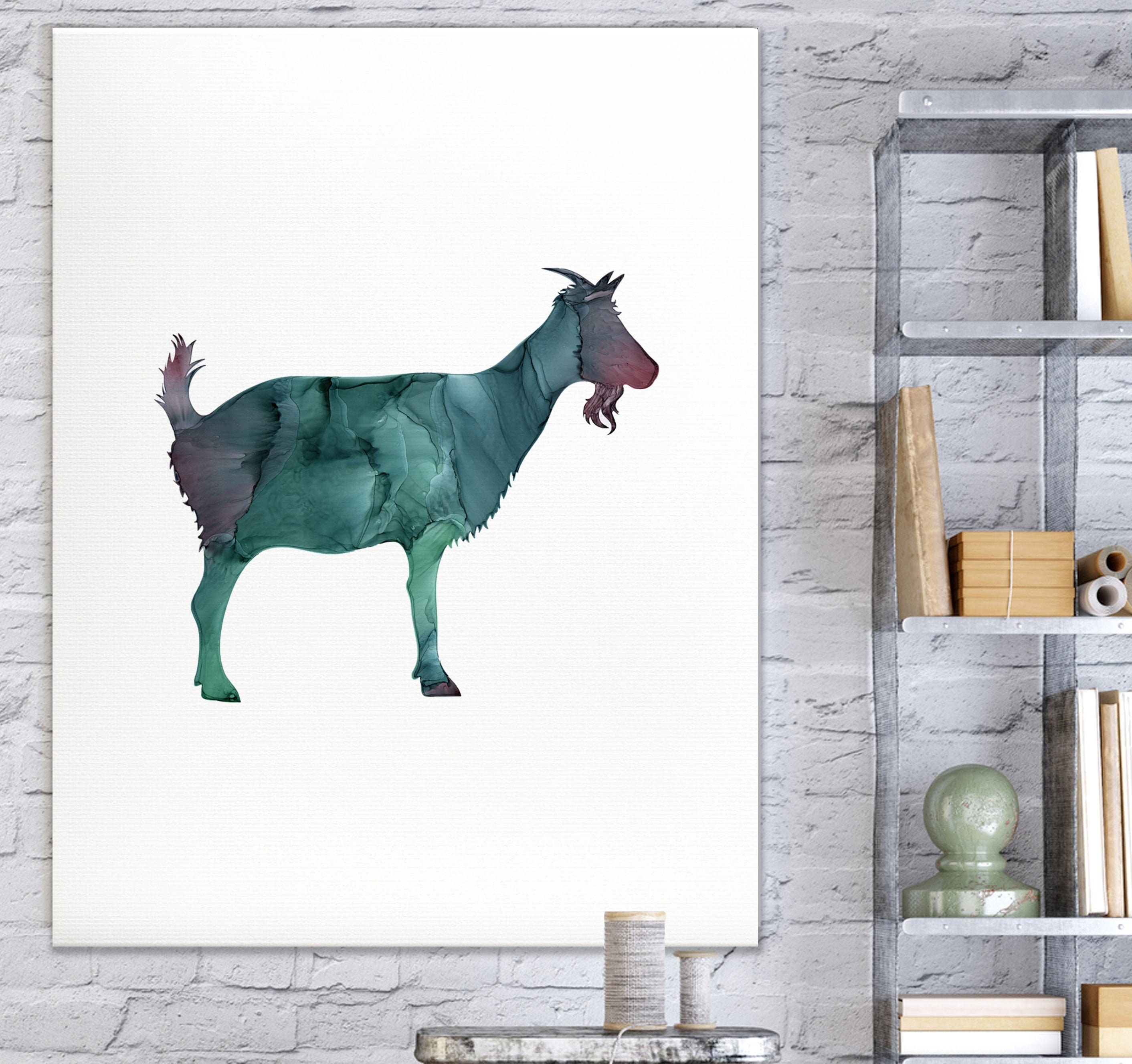 Goat Canvas Wall Art Abstract Alcohol Ink Art Goat Art Etsy