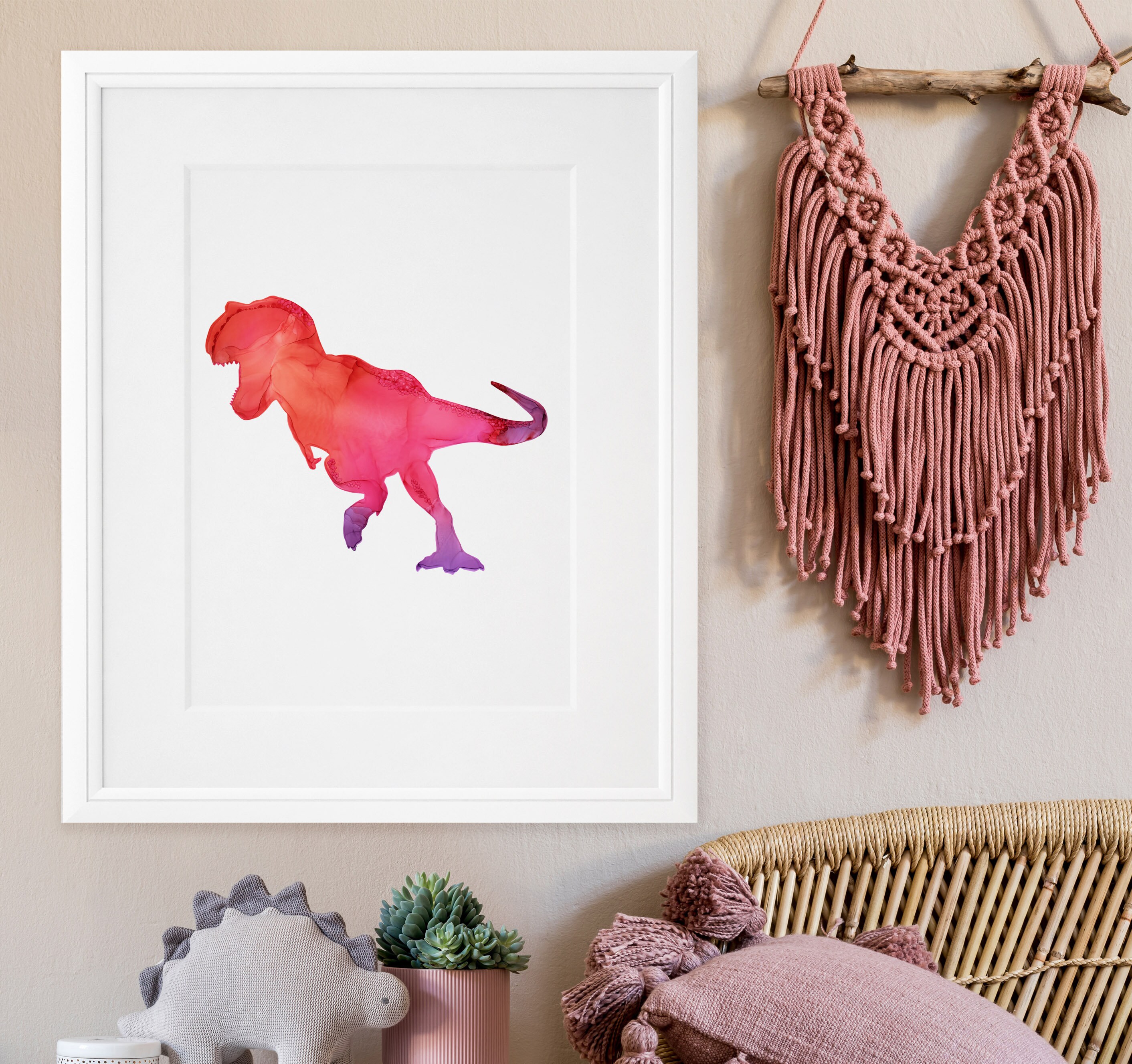 Dinosaur Pink Poster Wall Art Abstract Alcohol Ink Painting Etsy