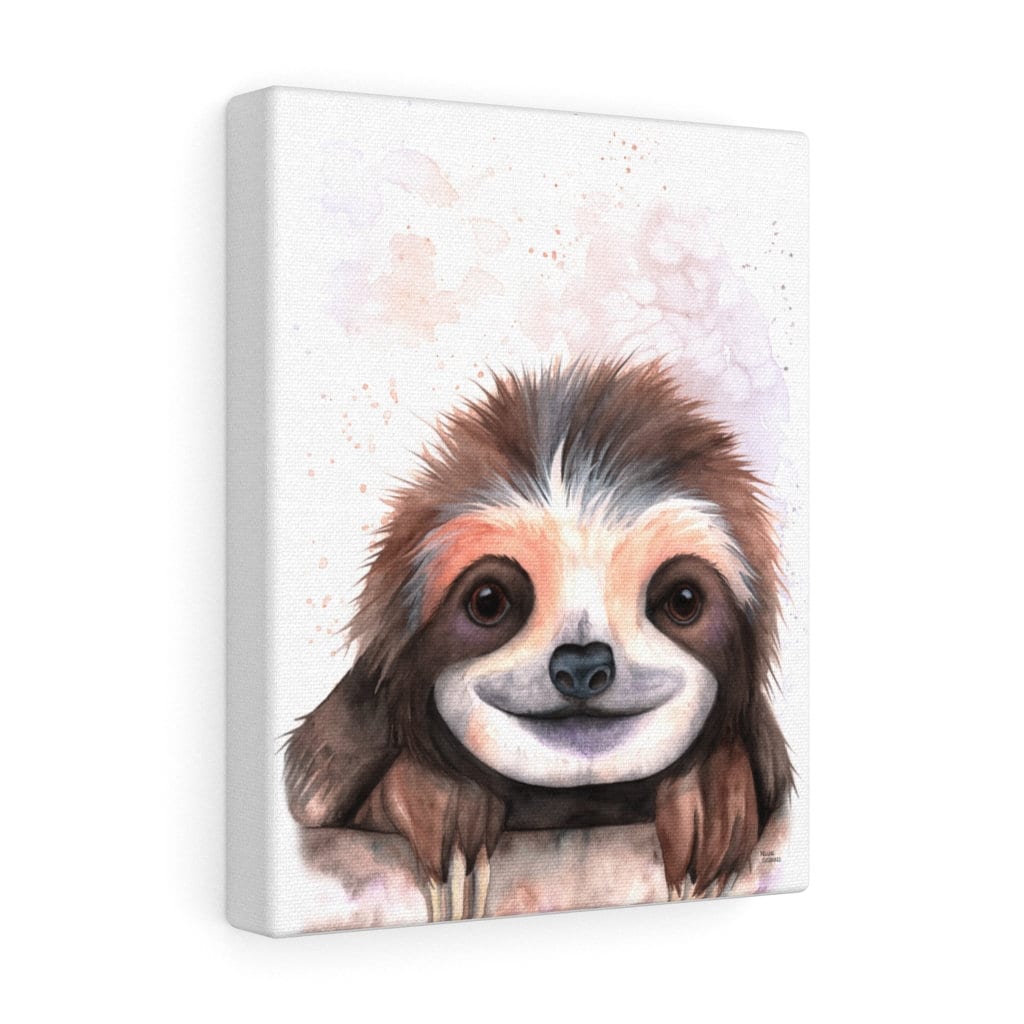 Sloth Canvas Wall Art Watercolor Painting Sloth Art Print Etsy