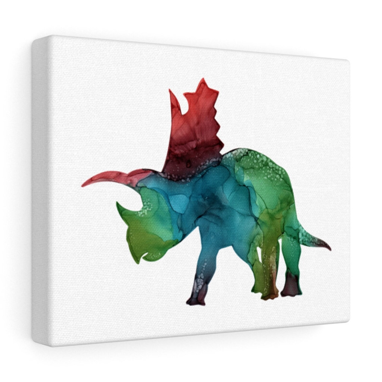 Dinosaur Canvas Wall Art Abstract Alcohol Ink Triceratops Etsy