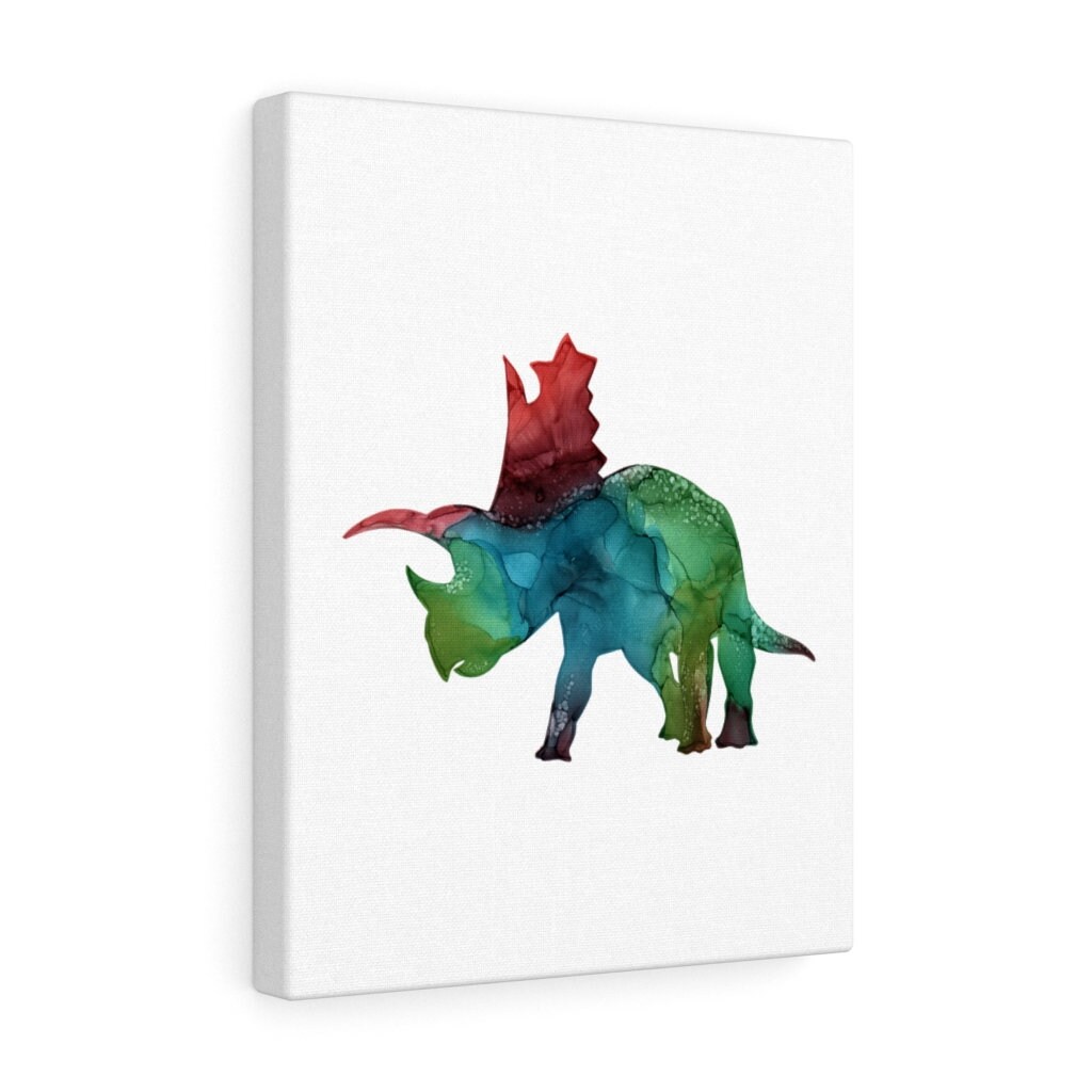 Dinosaur Canvas Wall Art Abstract Alcohol Ink Triceratops - Etsy