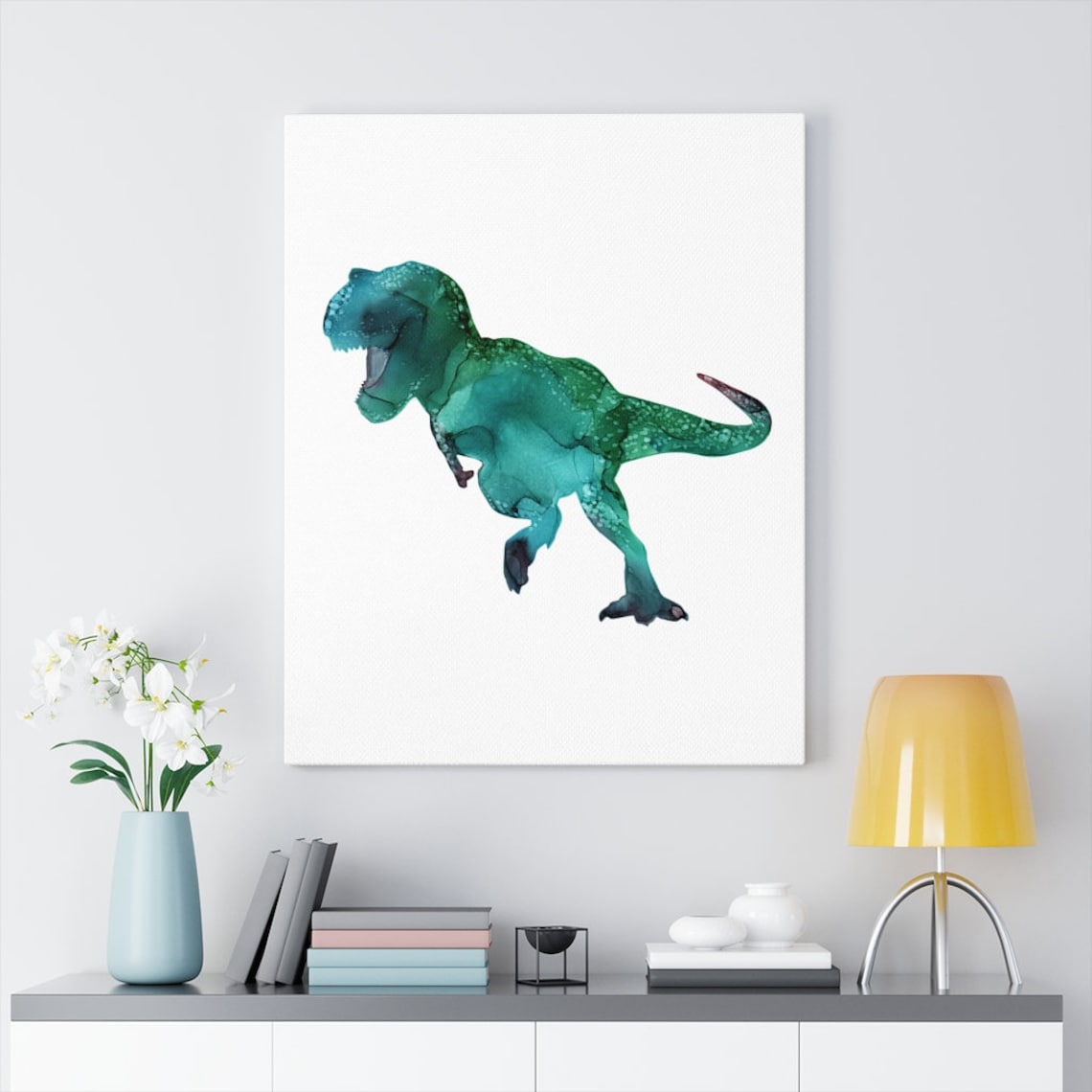 Dinosaur Canvas Wall Art Abstract Alcohol Ink T Rex Dinosaur Etsy