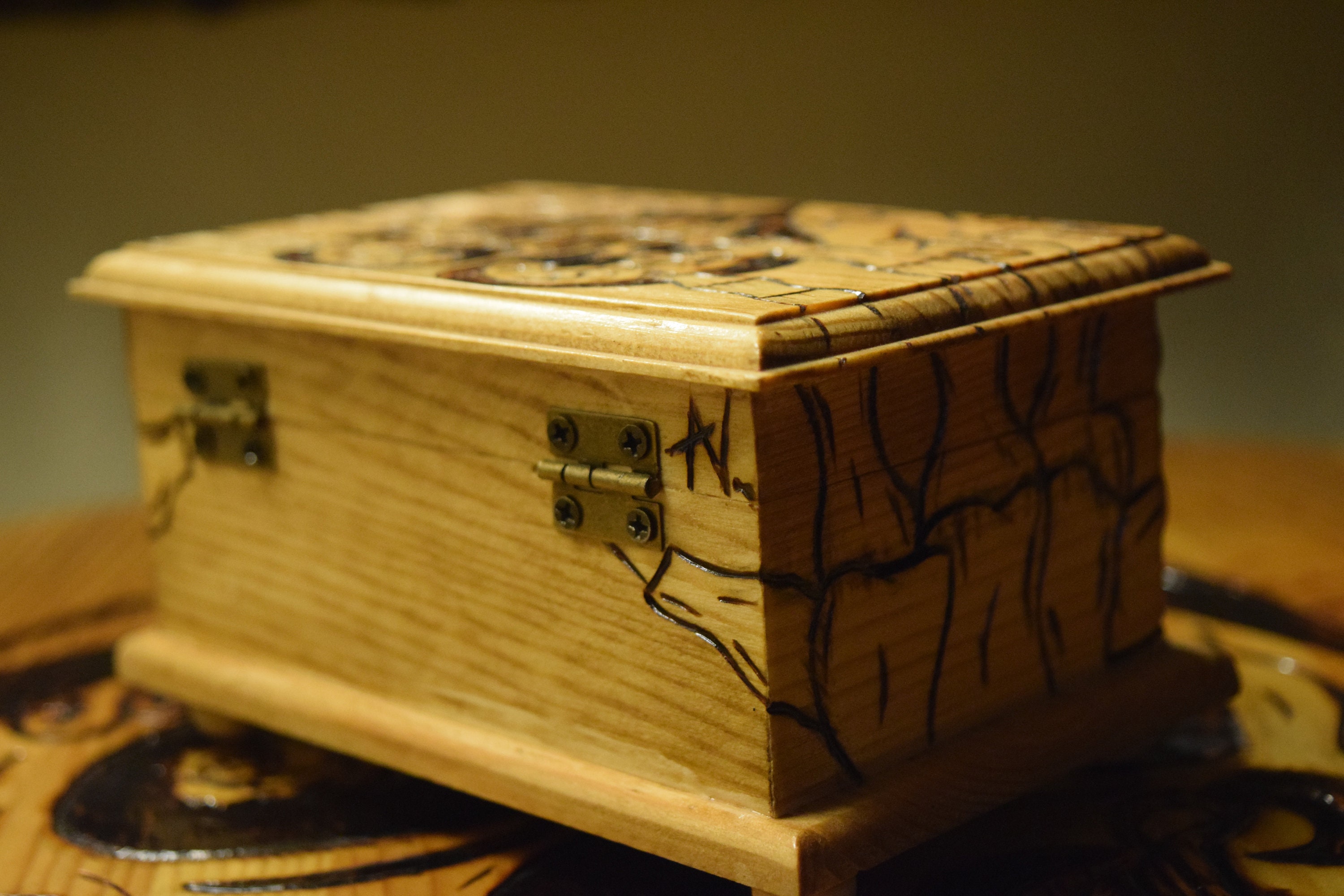 Davy Jones Music Box Jewelry Music Box Wood Music Box Engraved Music Box Wood Burned Music Box