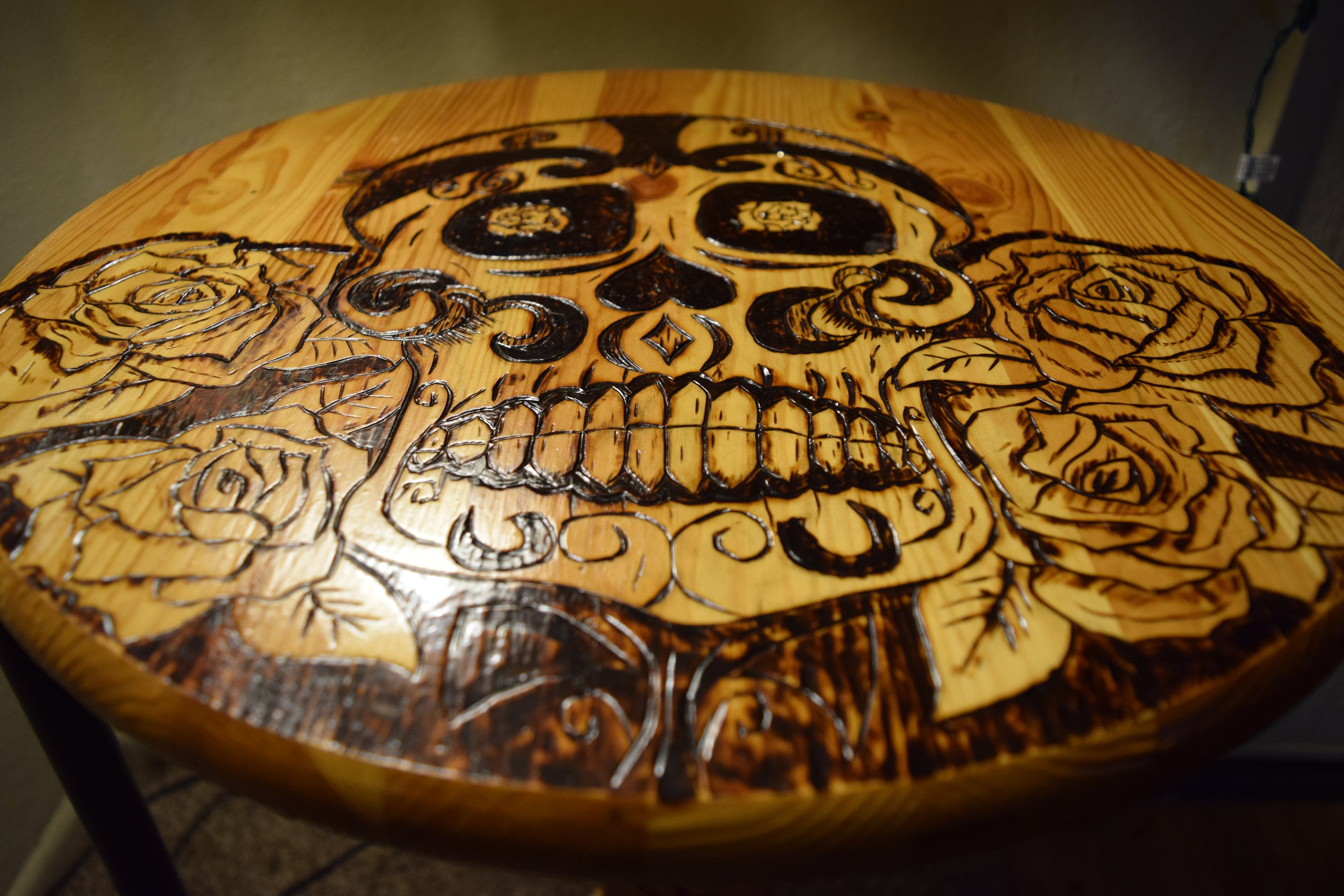 HANDMADE Wood Table Accent Table Custom Engraved Table Etsy