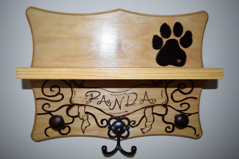 Custom Dog Leash Rack Wood Burned Pet Station Custom Pet Etsy