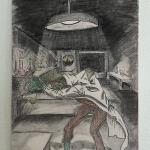 Original Charcoal Drawing| Jekyll and Hide | Mad Scientist