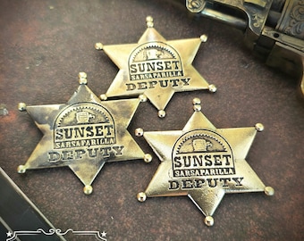 Sunset Sarsaparilla Solid Brass Badge