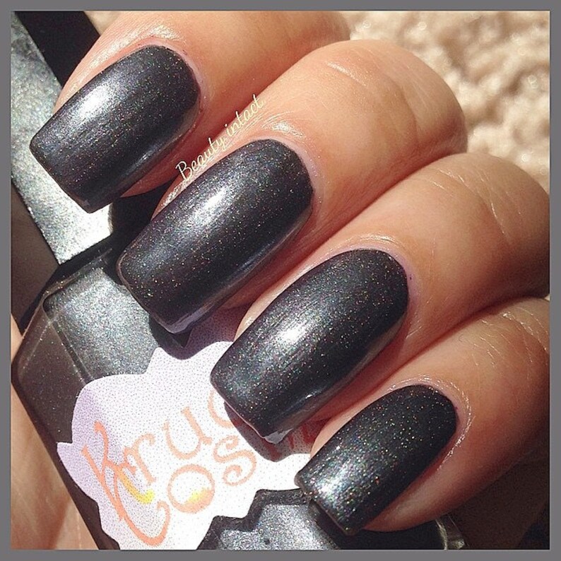 Dark charcoal gray Indie Nail Polish black holographic Etsy