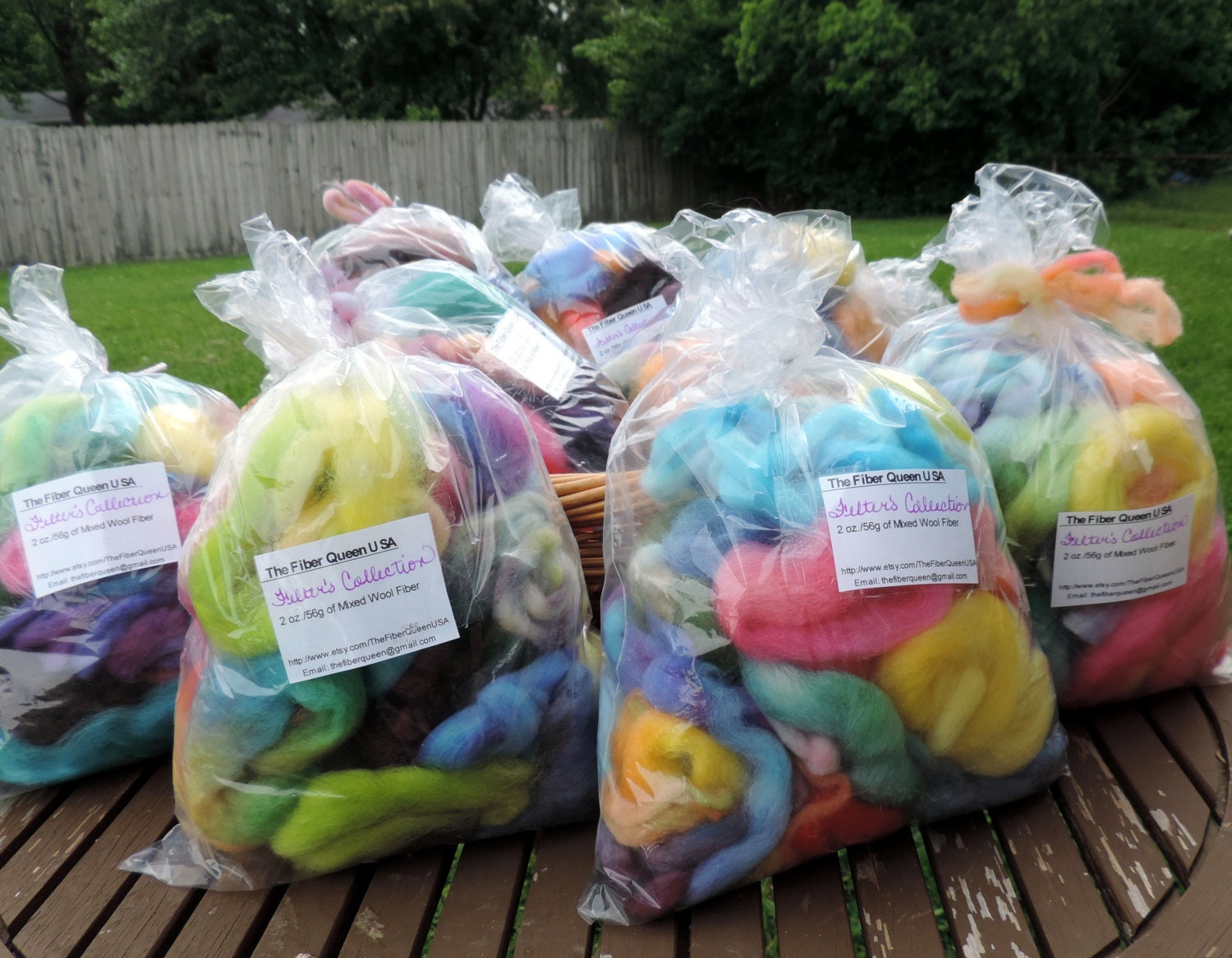 Bulk Wool Roving for Felting 2 oz 56g Fiber Rainbow Colors