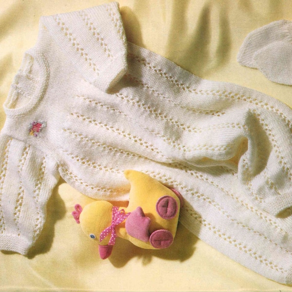 Vintage baby romper knitting Pattern in 2 sizes