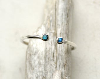 Adjustable Dark Blue Fire Opal Ring. Opal Ring. Silver Opal Ring. Adjustable Blue Opal Ring. Blue Opal Ring. Fire Opal Ring