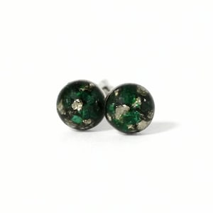 Raw Malachite and Pyrite Studs