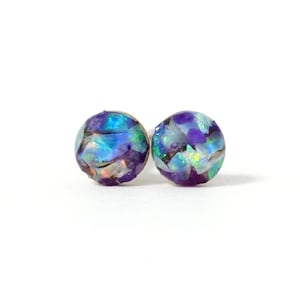 Raw Australian Opal and Sugilite Studs